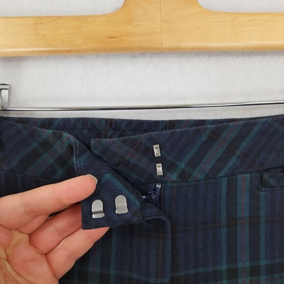 J Jill Pants Womens 16 Blue Tartan Plaid Premium Bi Stretch Straight Leg Classic - Picture 3 of 12